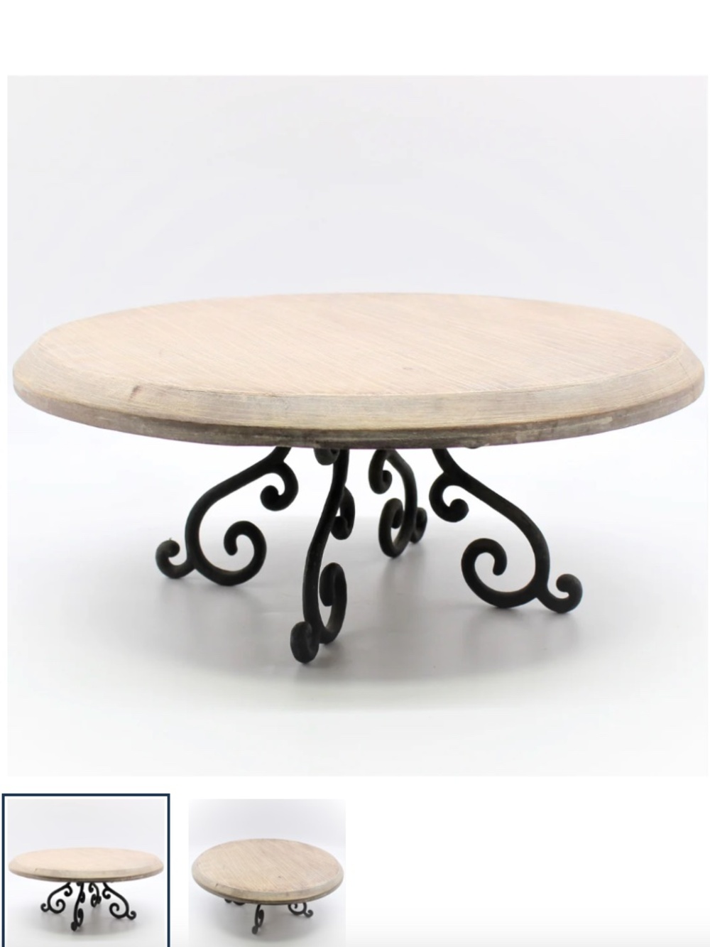 Mud Pie Fleur De Lis Wood and Iron Scroll Pedestal